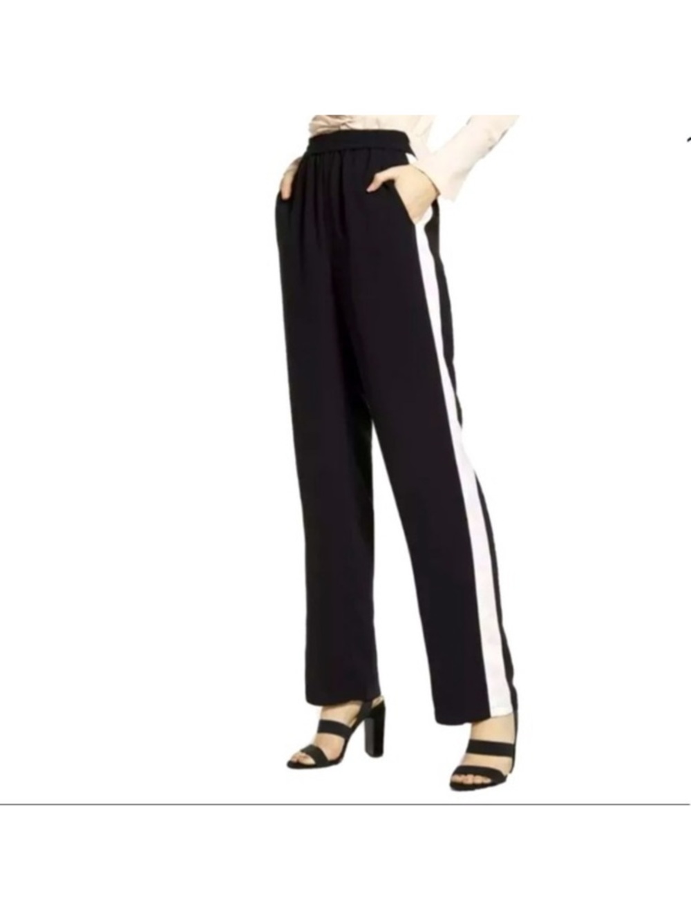 Women's Black Track Stripe Pants